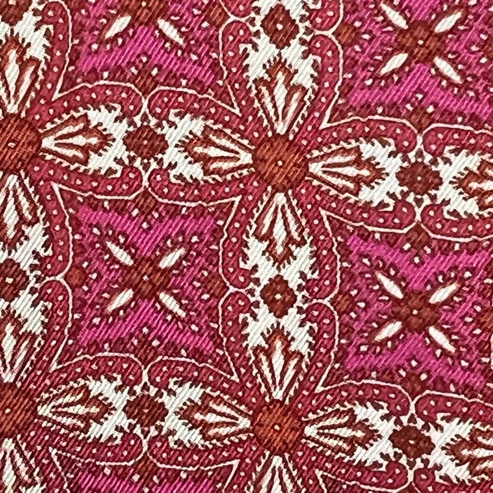 Ann Taylor Womens 8 Pink 100% Silk Feminine Medallion Fit Flare Midi Dress Retro